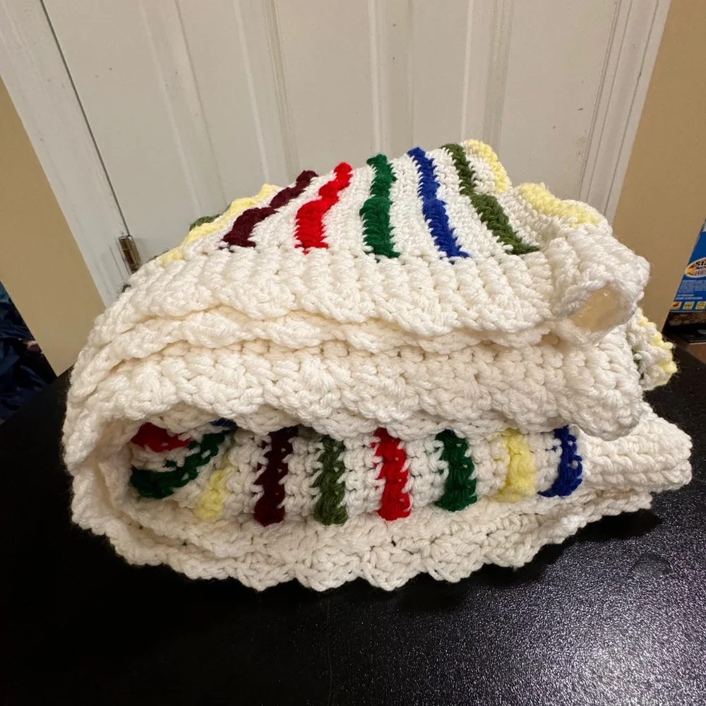 Throw blanket 48 x 54 hand knitted